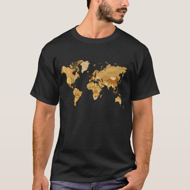 Trävärldskarta 2 tee shirt (Framsida)