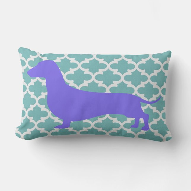 Trävaru kudde - Lila siluett Dachshund (Framsida)