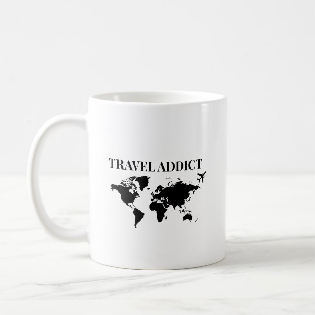 Travel addict - world travel gift kaffemugg (Vänster)