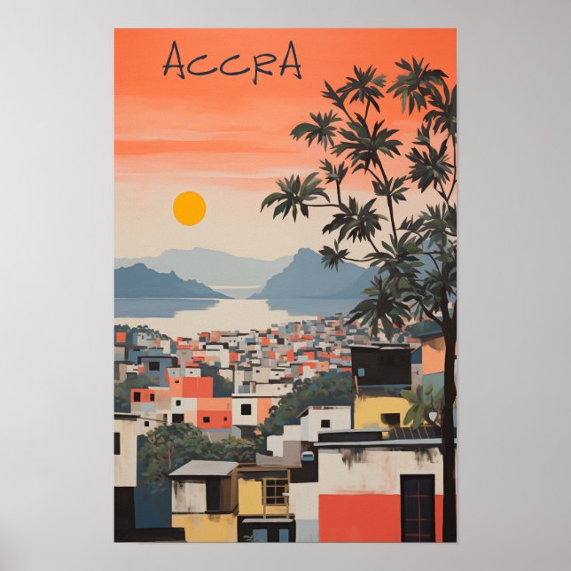 Travel Aesthetic Painting City Accra Ghana Poster (Framsidan)