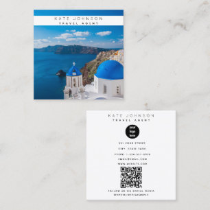 Travel Agent Business Logotyp Photographer Santori Fyrkantigt Visitkort