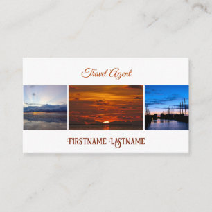 Travel agent dramatisk solnedgång i havets strand visitkort