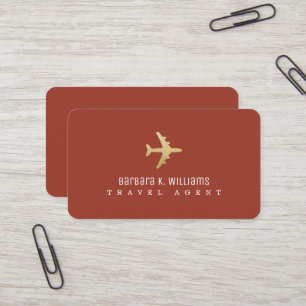 Travel Agent faux guld-flygplan terracotta Visitkort