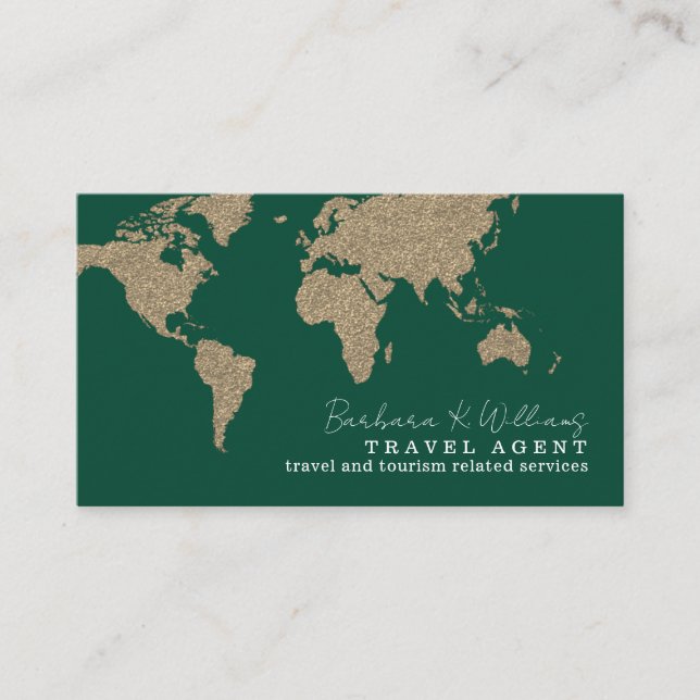 Travel Agent Oversized Map Green Visitkort (Framsida)