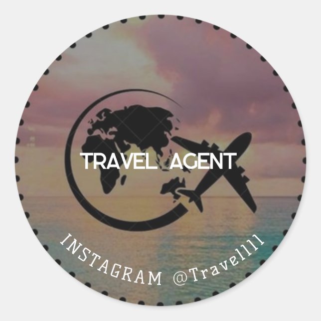 Travel Agent Runt Klistermärke (Framsida)