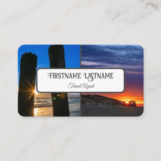 Travel agent sunset himlar-strandfoton QR-kod Visitkort (Framsida)
