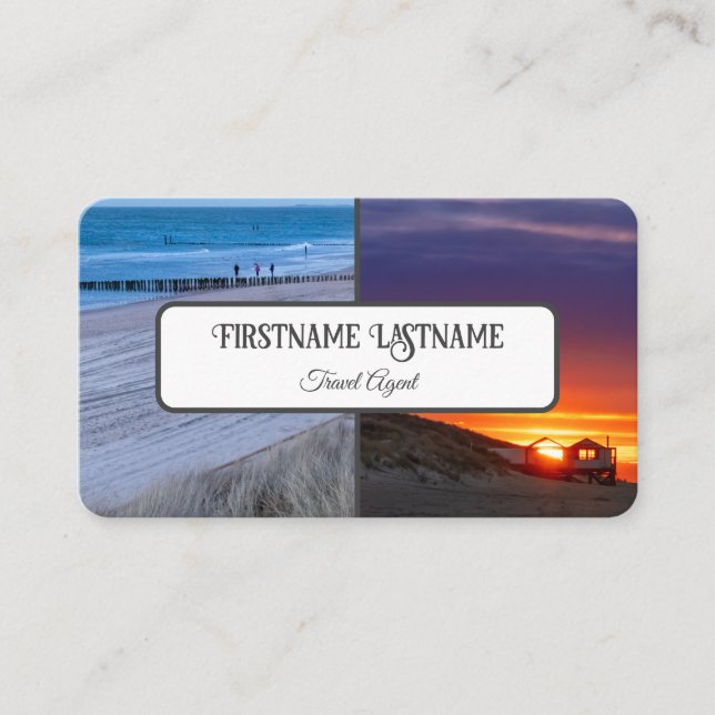 Travel agent sunset himlar-strandfoton QR-kod Visitkort (Framsida)