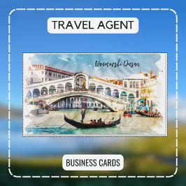 Travel Agent Venedig Italien Watercolor Artwork Visitkort