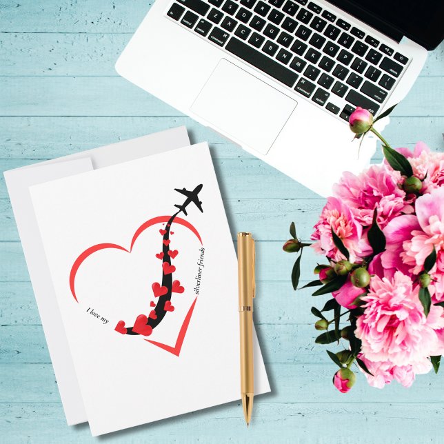 Travel Airplan Heart I Kärlek Min Silverliner-vän Julkort (Skapare uppladdad)