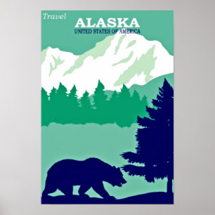 Travel Alaska Vintage affisch