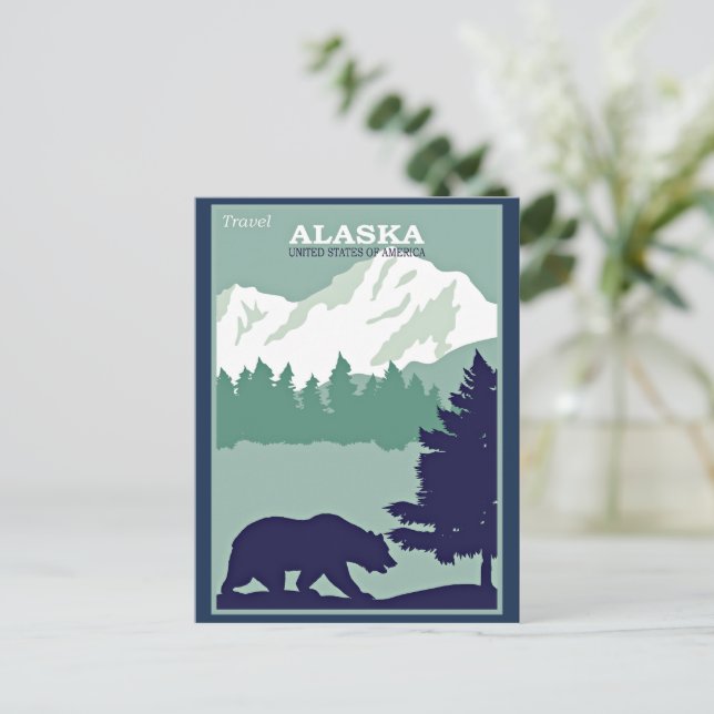 Travel Alaska, vintage affisch Vykort (Stående Fram)