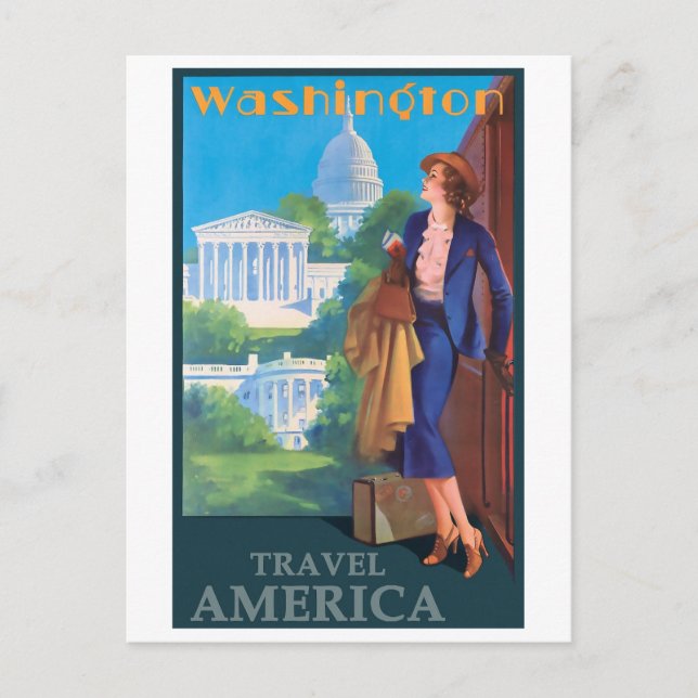 Travel America, Washington DC, Retro Vykort (Framsida)