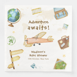 Travel Around The World Airplane Baby Shower  Pappersservett