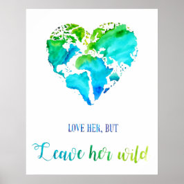 Travel Art - Hjärtformade världskarta över vattenf Poster