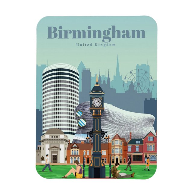 Travel Art Travel i Birmingham Magnet (Vertikal)