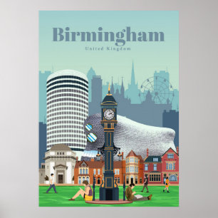 Travel Art Travel i Birmingham Poster