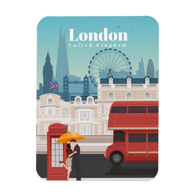 Travel Art Travel To London England Magnet (Vertikal)