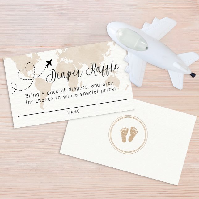 Travel Äventyr Baby Shower (Barnskor) - hårkort Tilläggskort (Diaper Raffle Game Card)