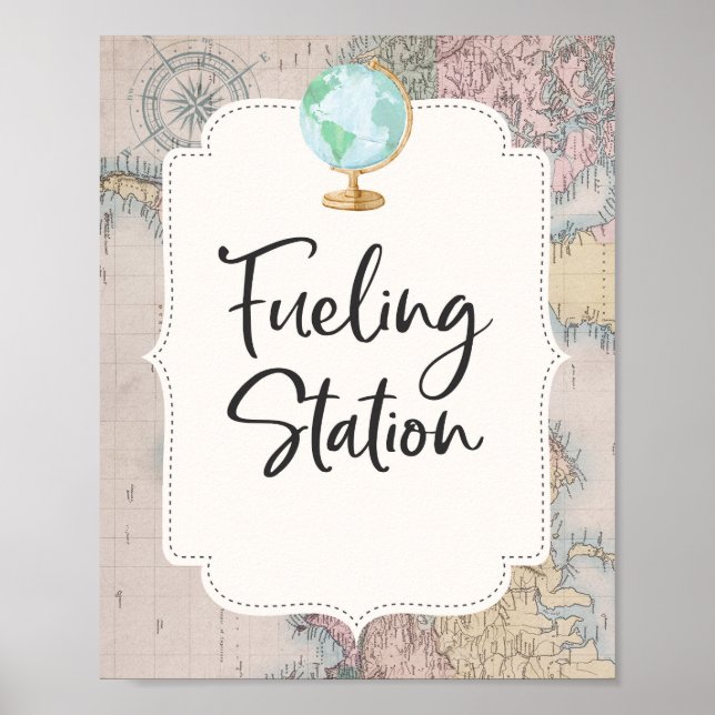 Travel Baby Shower Fusion Station Sign Äventyr Poster (Framsidan)