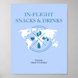 Travel Baby Shower in flight Food Bord Sign Poster
