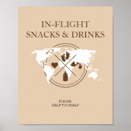 Travel Baby Shower in flight Food Bord Sign Poster