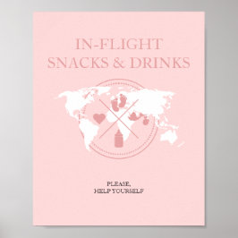 Travel Baby Shower in flight Food Bord Sign Poster
