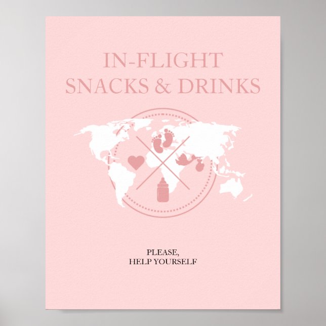 Travel Baby Shower in flight Food Bord Sign Poster (Framsidan)