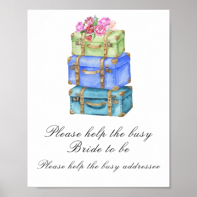 Travel bags bridal shower Help the busy Bride Poster (Framsidan)