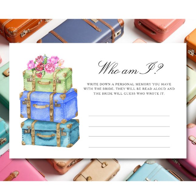 Travel bags - Who am I bridal shower game Brevpapper (Skapare uppladdad)