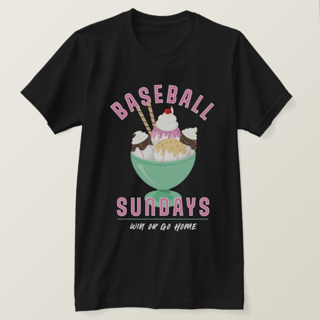Travel Baseball Söndag Ice Cream T-Shirt (Design framsida)