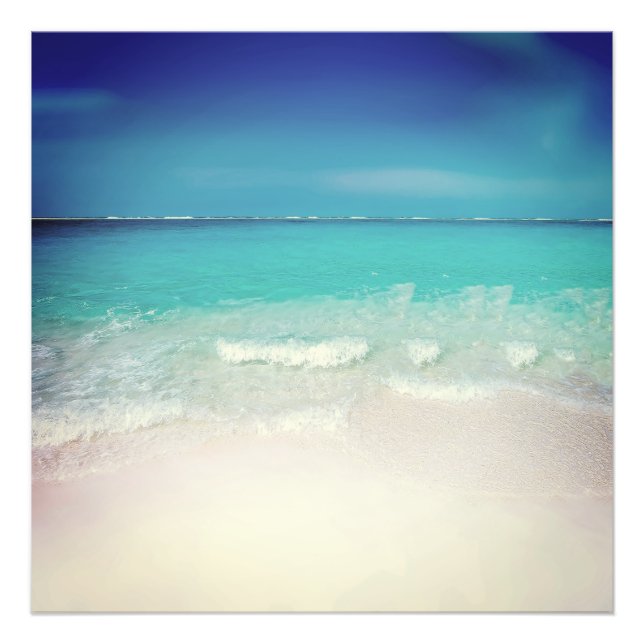 Travel Beach Scene Sommar Vintage Film Tropical Fototryck (Framsidan)