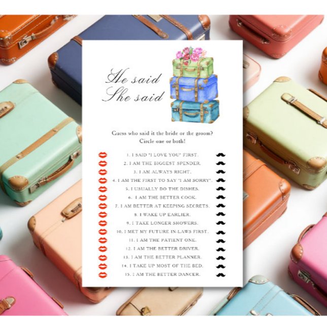 Travel bridal shower - He said she said game (Skapare uppladdad)