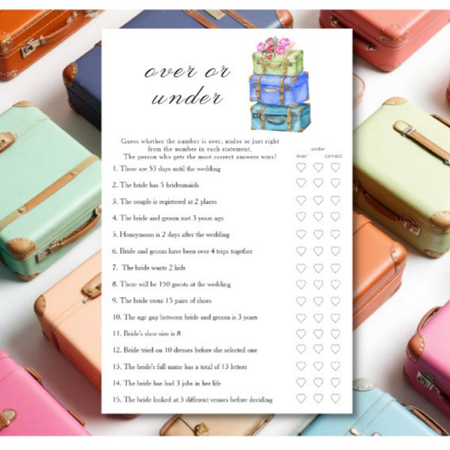 Travel Bridal shower  Over or under game (Skapare uppladdad)