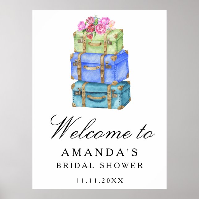 Travel bridal shower welcome sign poster (Framsidan)