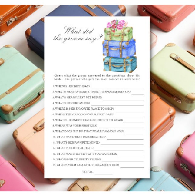 Travel Bridal shower What did the groom say game (Skapare uppladdad)