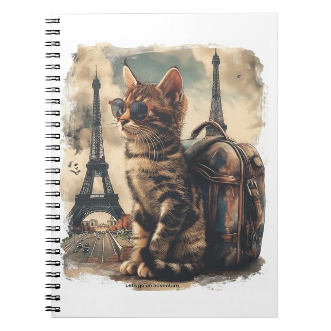 Travel Buddy Cat Anteckningsbok (Framsidan)