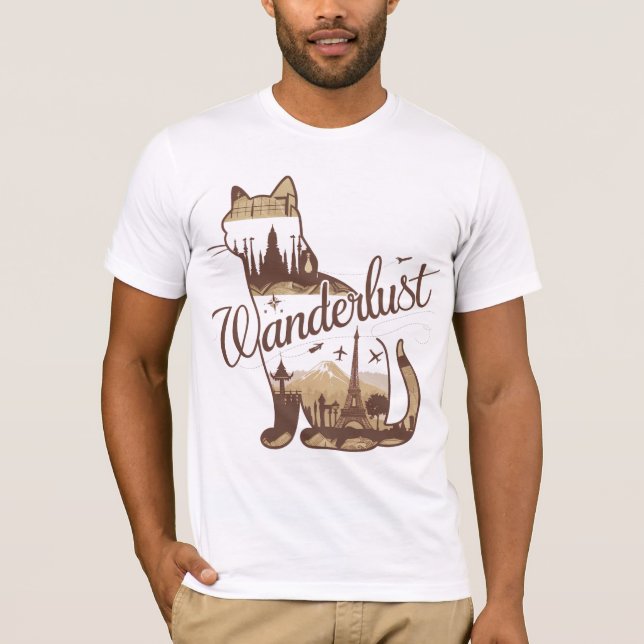 Travel Cat World Landmarks T-Shirt | Wanderlust (Framsida)