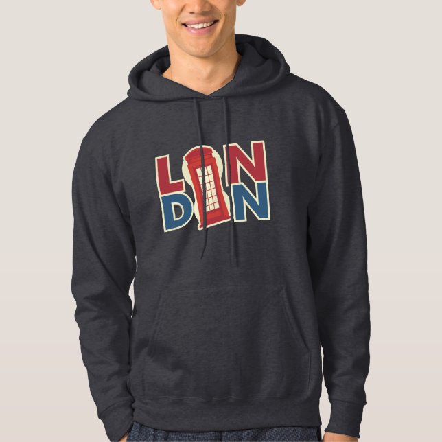 Travel Cities London Blue Red Mobilare Box Hoodie (Framsida)
