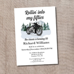 Travel Classic Motorcycle Rolling 50:e födelsedage Inbjudningar