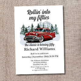 Travel Classic Retro Car Rolling 50:e födelsedagen Inbjudningar