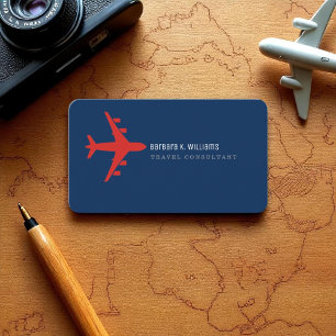 Travel Consultant Red flygplan om blått Visitkort