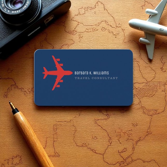 Travel Consultant Red flygplan om blått Visitkort (Skapare uppladdad)