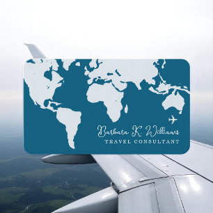 Travel Consultant World map blue Visitkort