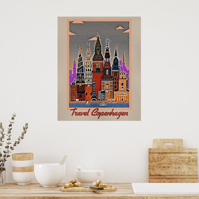 Travel Copenhagen, Denmark Poster (Kök)