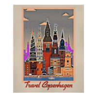 Travel Copenhagen, vintage affisch