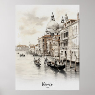 Travel Destination Venedig Watercolor Wall Art Poster