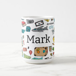 Travel eart London Paris Airplan Resa Traveler Kaffemugg