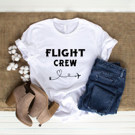 Travel Flight Crew Black Airplane Heart Vacation T Shirt
