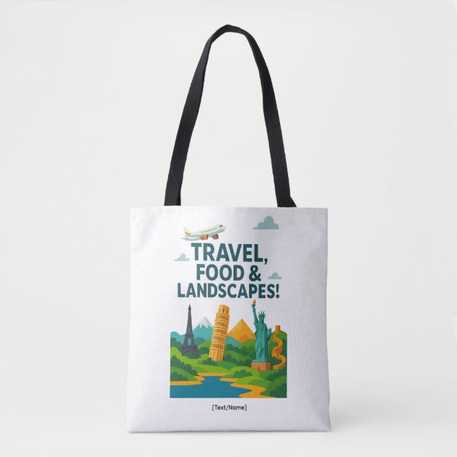 Travel, Food & Landscapes Tote Bag | Add Text/Name Tygkasse (Framsida)