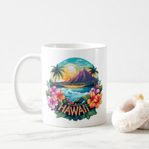 Travel för Hawaii Aloha Tropical Beach Mountains Kaffemugg